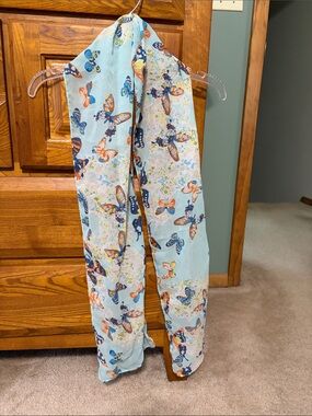 Light Blue Butterfly Print Scarf